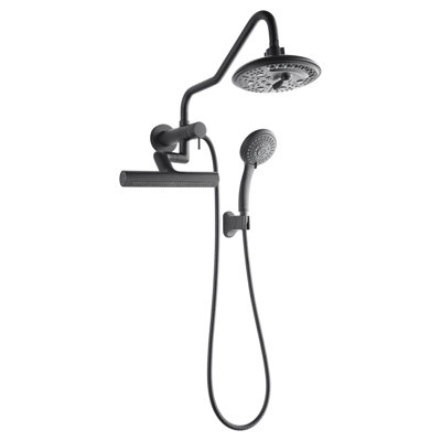 FORNO ACQUA AcquaFALL Mini 8 Inch Shower Head, Matte Black Finish, Overhead Rainfall Shower, Handheld Shower Head, Body Jets, 2.5 GPM Flow Rate