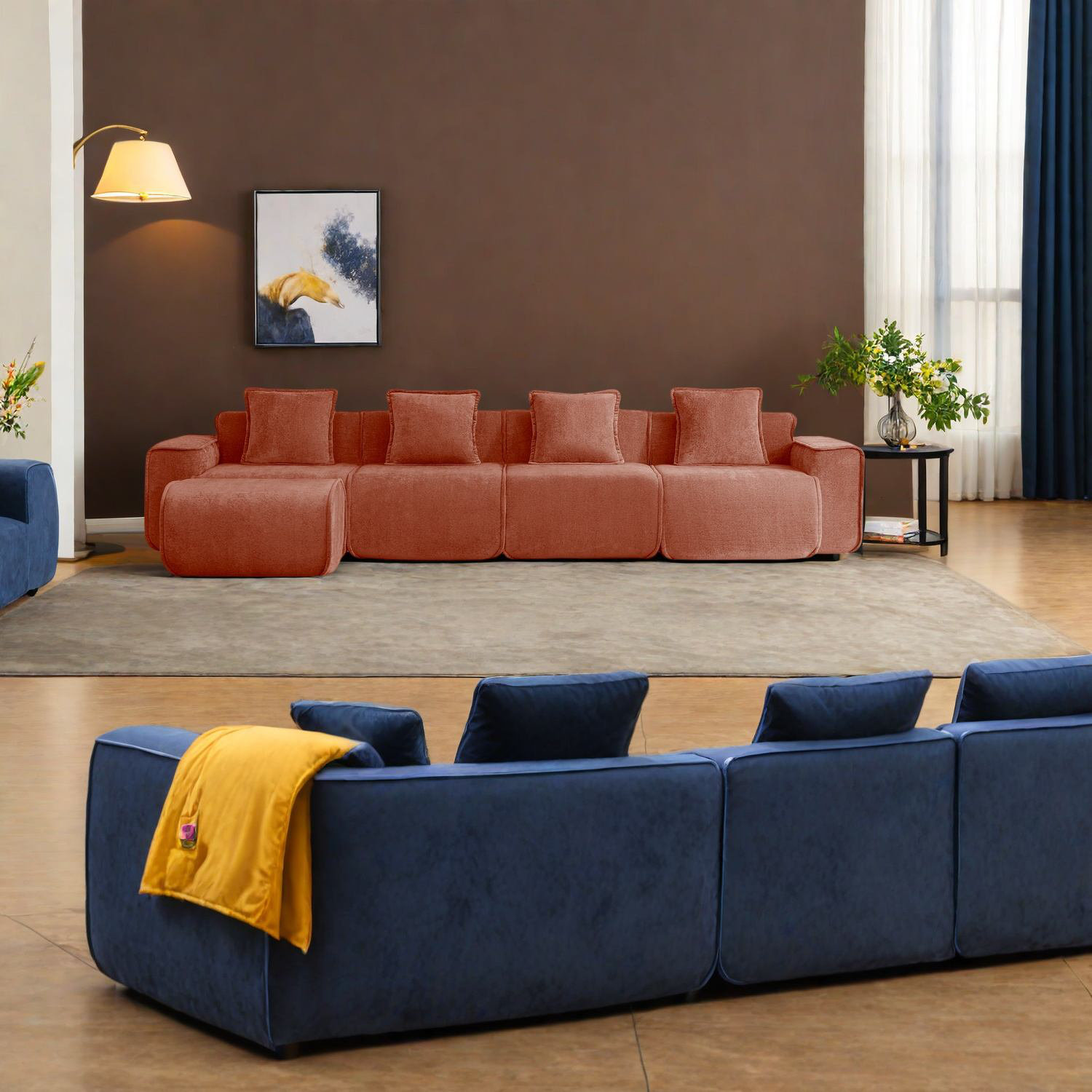 Ivy Bronx Velvet Fabric Sectionals, Modern L Shape Sofa For Family ...
