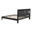 Structure de lit plateforme en bois massif avec tête de lit tapissier en velours beige-1880483881-1880483882