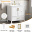 Meuble-lavabo 30 po avec lavabo en céramique - Pieds en bois massif, portes et tiroir à fermeture en douceur, tablette de porte-129594491