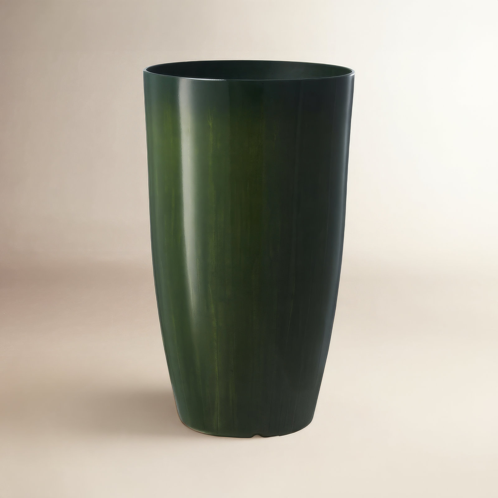 23.5"H Set Of 2 Oversized Gradient Green Faux Ceramic  Tall Plastic Planter, Gradient Green, 23.5"H X 13.75" W X 13.75"D