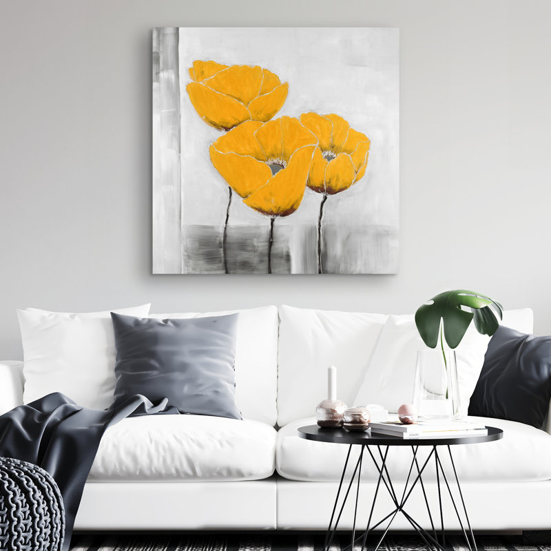 Three flowers - 32"x32" art on canvas