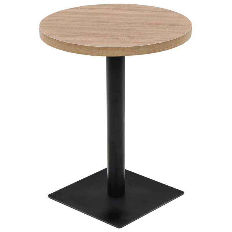 Vowell Round Metal Base Dining Table, Oak, 75 cm H  x 60 cm W x 60 cm D