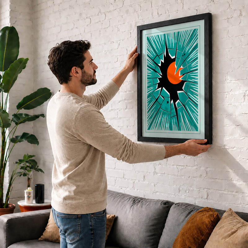 Fox in Explosion Geometric - Framed Print, Unframed, A2 - 59.4 x 42.0 cm