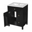 Bathroom Vanity With Ceramic Sink, 1 Soft Close Door, 2 Soft Close Drawers, And Double Storage Racks On The Door-112897594