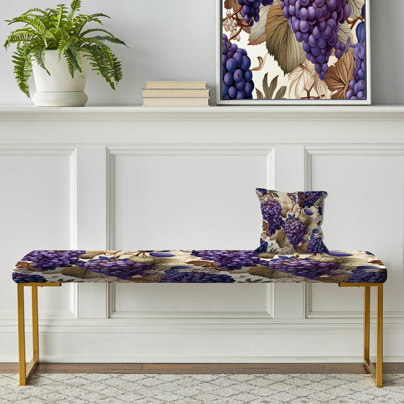 Mauve Toscan Vineyard Vines - Banc rembourré floral doré