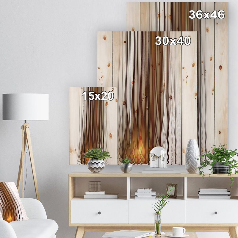 Corwin «Abstract Yellow Fractal Flames Pattern», reproduction d'impression sur bois, H 20 po x l 15 po x P 1po