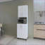 Armoire de cuisine, grande armoire de rangement moderne blanc neige avec ouvert Espace dissimulé | Blanc | Panneau de particules