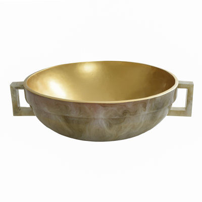Cella Bowl - Pearl White Finish on Resin with Gold Leaf Interior