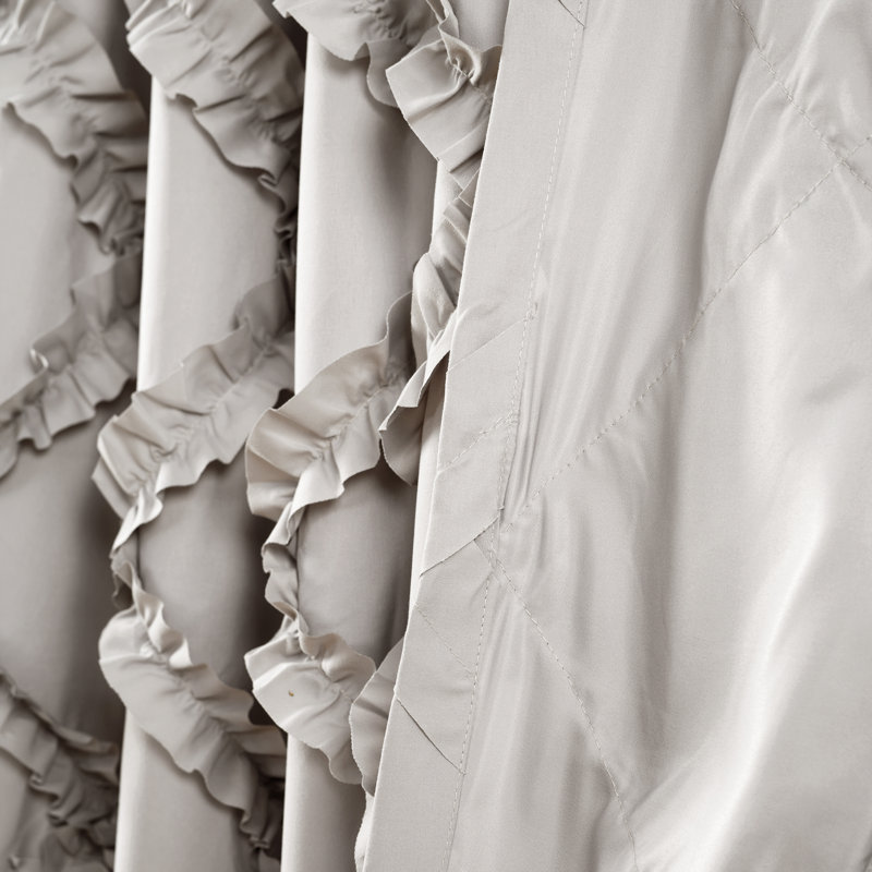 Ruffle Diamond Semi Sheer Curtain Pair, Blush, 54"W x 84"L