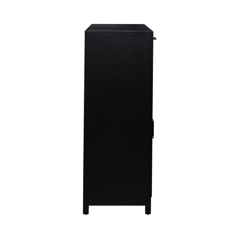 Royal Black Rubberwood and Maple Buffet with Adjustable Shelves