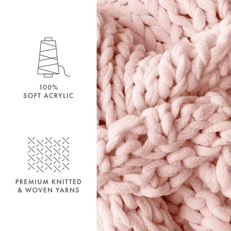 Blush Chunky Knit Hypoallergenic Acrylic Throw Blanket