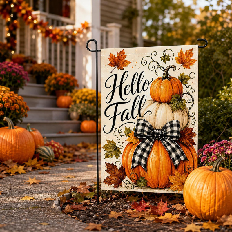 Décoration d'automne - drapeau de jardin Hello Fall | Décorations d'automne pour la maison