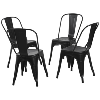 Metal Chairs Set of 4 Stackable Chairs Indoor-Outdoor Use Patio Chair 18 Inch Seat Height Iron Metal Dining Chair 18 Inch Seat Height Bistro Chair Coffee Chair Bar Chiar