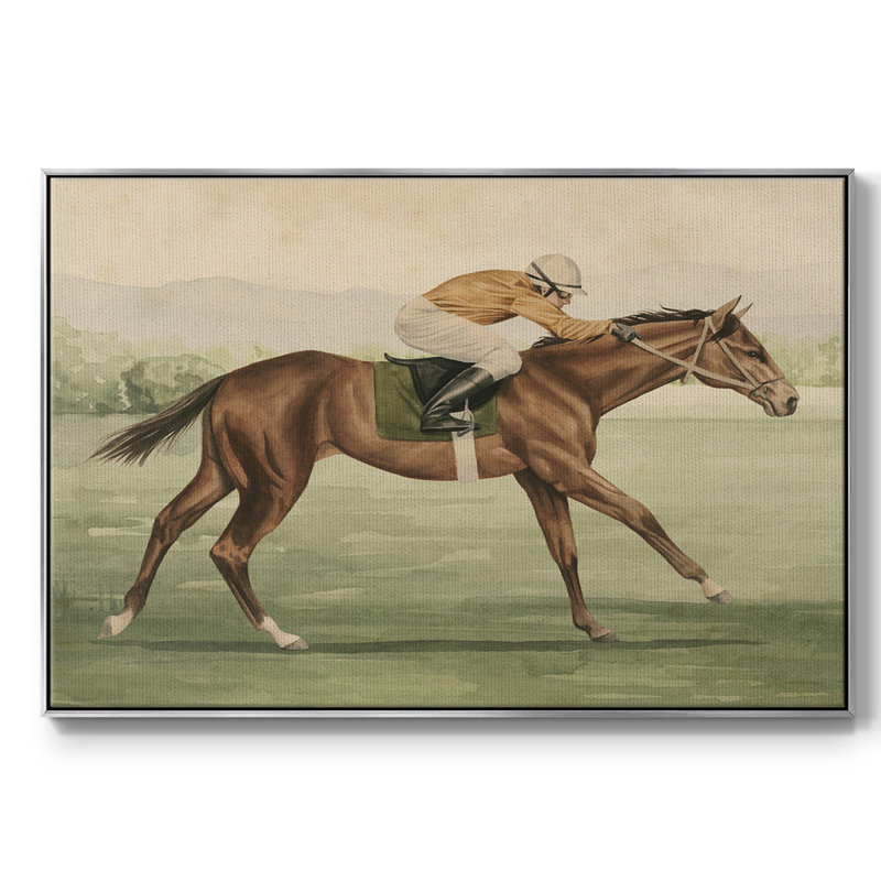 Équitation rétro II, reproduction d'art sur toile, H 25 po x l 37 po x P 2 po, Argent