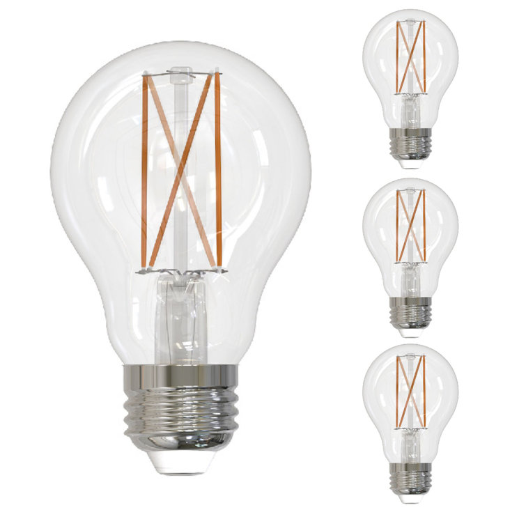 LED Filament Pack of (4) 8.5 Watt Dimmable A19 Light Bulb with Medium (E26) Base