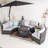6-Person All-Weather Steel Frame Wicker Patio Conversation Set, For Backyard