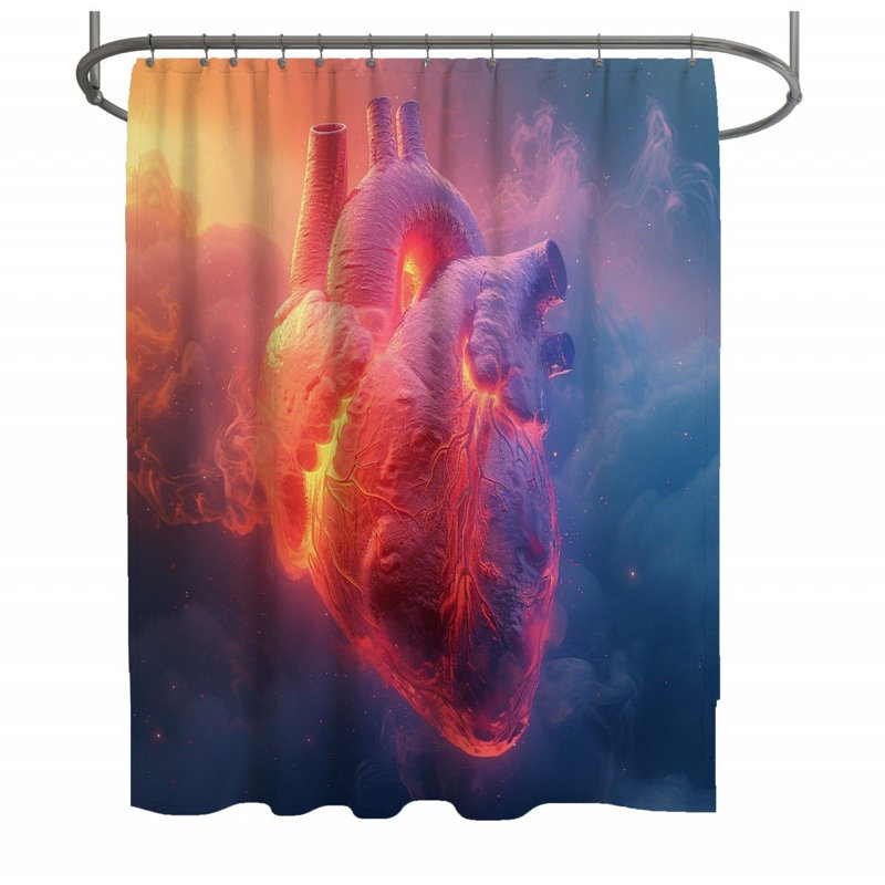 Human Heart Biology Shower Curtain, 83"H x 70"W