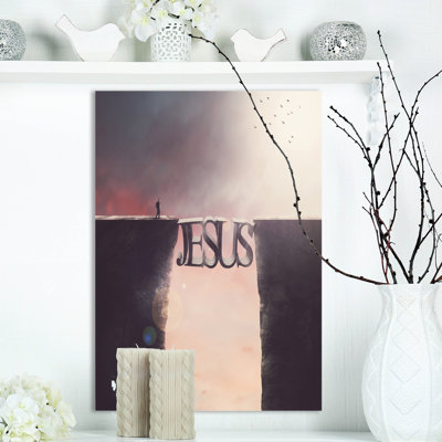 « bridge the inscription jesus », reproduction d’impression sur bois gris