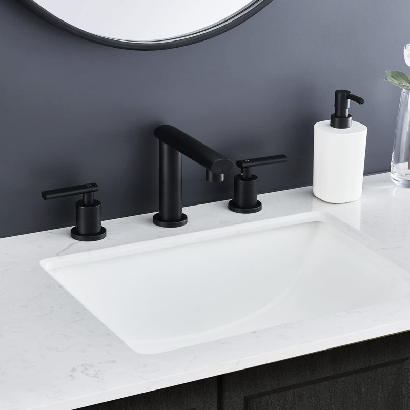 8-Inch Widespread Sink Faucet, Matte Black Waterfall Bathroom 2 Handles, Pop Up Drain Assembly, Hose Faucet With Supply Hose, 8