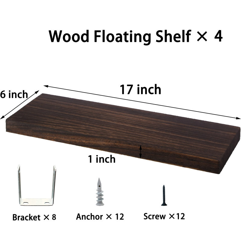 Fein 4 Piece Floating Shelf, Brown