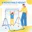 HOMCOM Kids Gymnastic Bar Foldable Horizontal Training Bar Blue