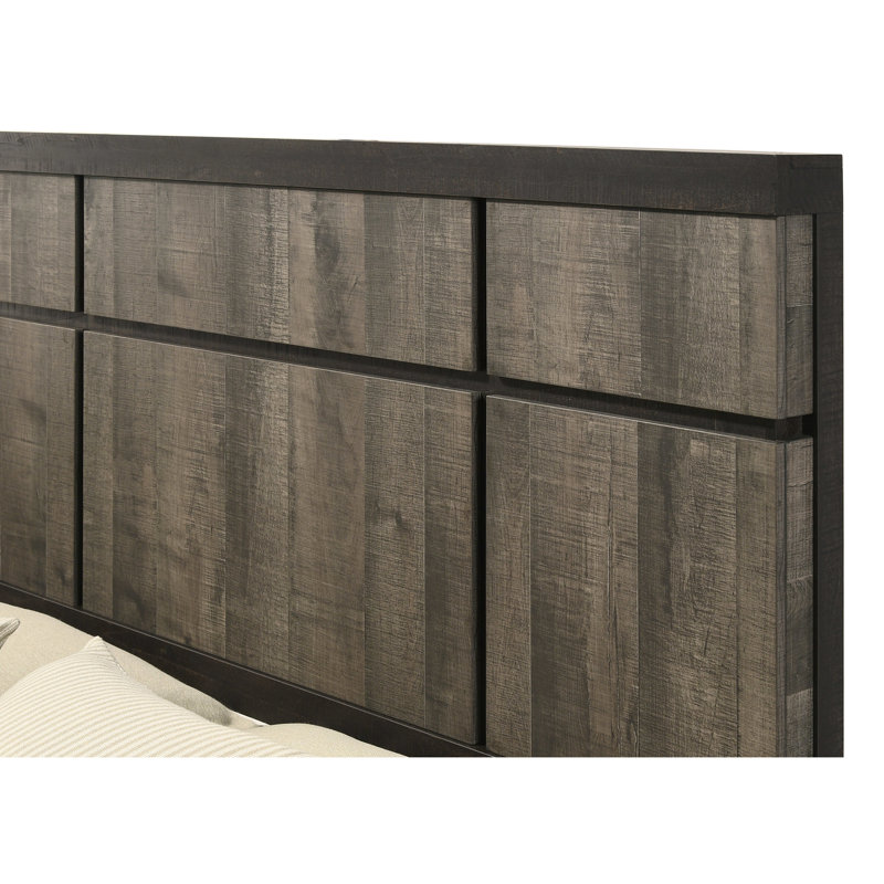 Lit moderne grand avec tête de lit de style moderne en ébène gris, design de chambre à coucher contemporain, sommier essentiel, cadre de travail à installation rapide, tête de lit et couleurs ébène,