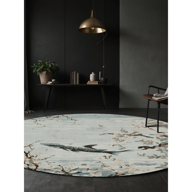 Machine Washable Gray Area Rug, Round 8'