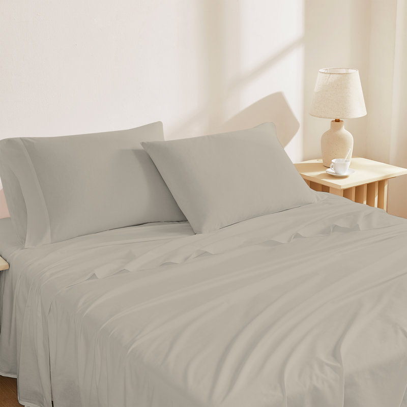 Ensemble de draps durables et légers 100% coton durable et respirant, Simple TG, Beige