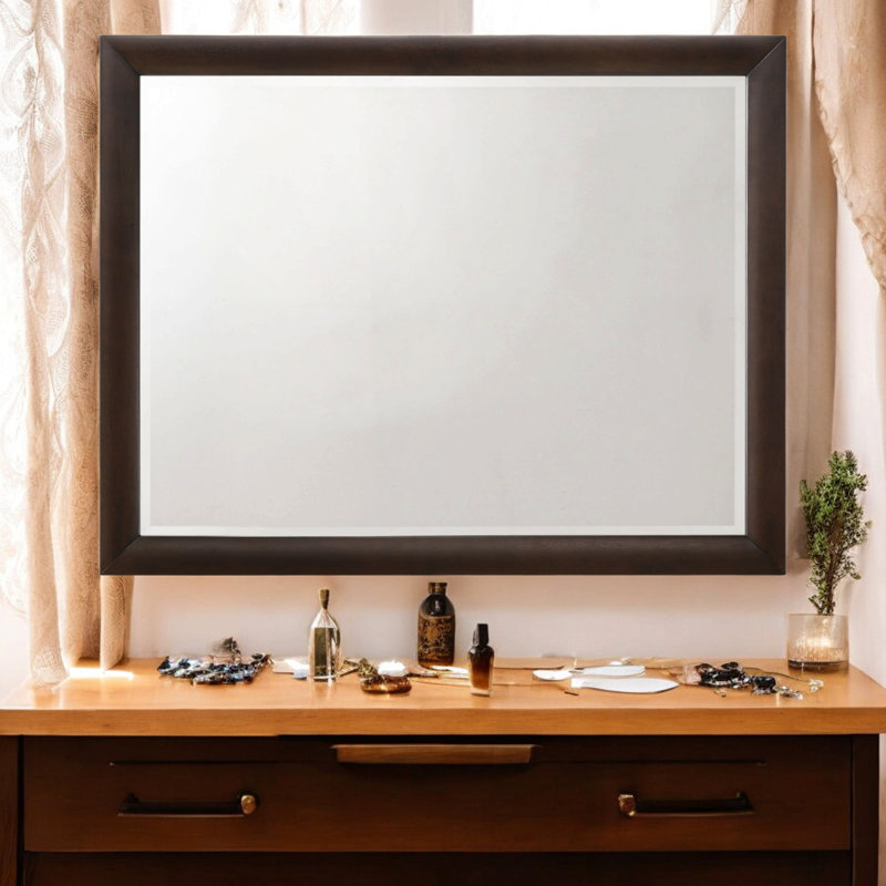 Miroir de commode foncé foncé, Brun, 36 po x 47 po