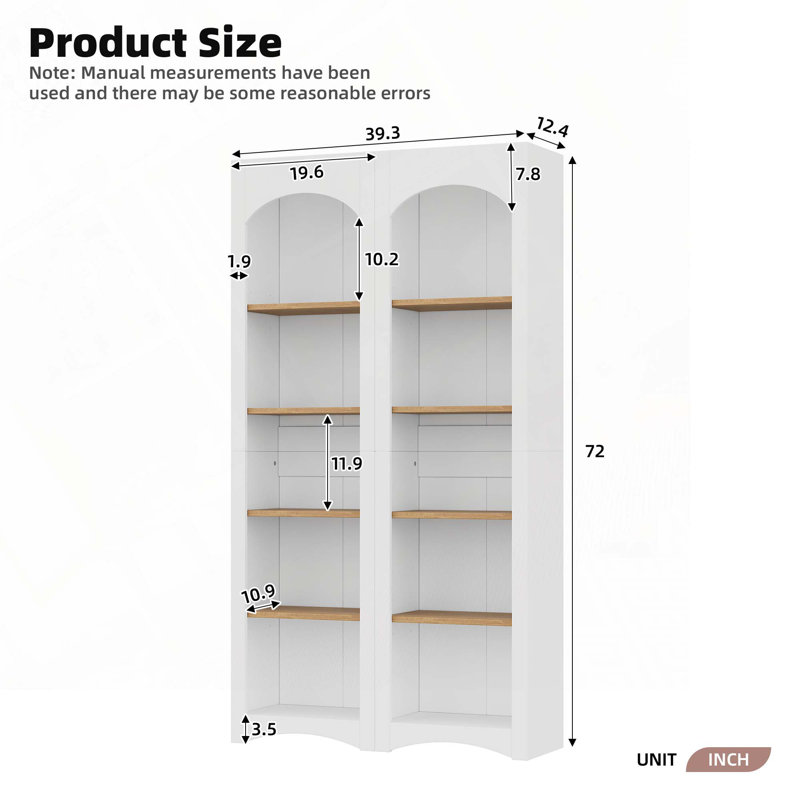 Free Standing 5 Tier Bookshelves, Bookcases, White
