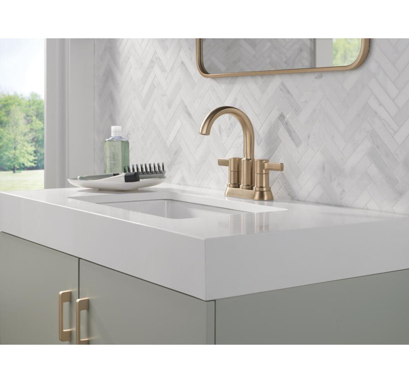 Two Handle Centerset Bathroom Faucet, Champagne Bronze