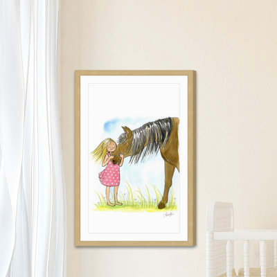 «Girl Loves Horse» par Phyllis Harris, reproduction encadrée