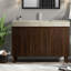 Meuble-lavabo moderne (avec meuble-lavabo et lavabo), meuble-lavabo à grain de bois noyer 48 po avec plateau en pierre frittée