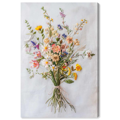 Embroidered Wildflowers Canvas Classic Cottage Art by Art Remedy