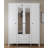 Modern Scandinavian Wardrobe, White & Wood, 55.1 x 76.7 x 22.4 inches | 100% Melamine Coated Particle Board, 0.7 in Thickness | MDF Legs, Metal Handles, Numerous Shelves, Wall-Mountable, Stylish & Functional Design