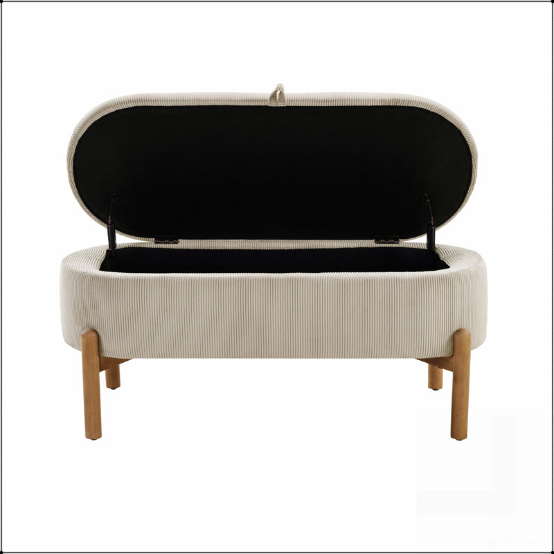 Banc de rangement avec siège rembourré en velours côtelé taupe