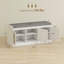 Shoe Storage Bench With Woven Rattan Doors, Shoe Bench With Cushion-504377709-504377704