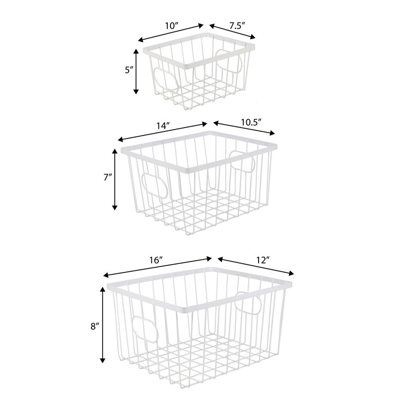 Camden Vintage Industrial Handmade Wire Metal Nesting Storage Baskets (Set of 6), White