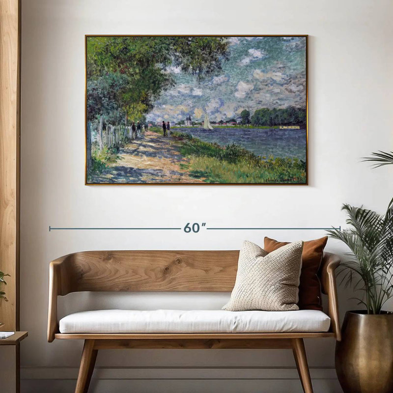 La seine à Argenteuil, 1875, 46 po x 31 po, Cadre flottant doré