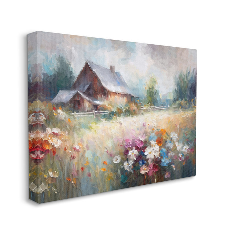 " Grey Rustic Countryside " by Ramona Murdock Painting Print, 36" H x 48" W x 1.5" D