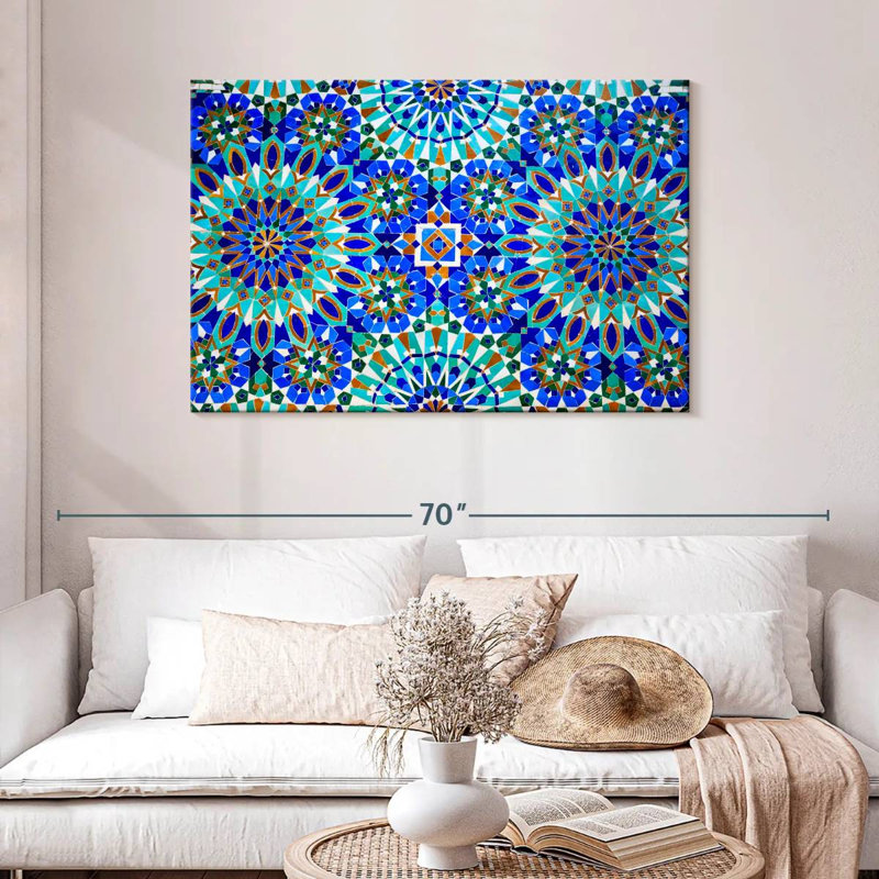 Mosaïque bleue Kerner en médina, H 30 po x l 45 po
