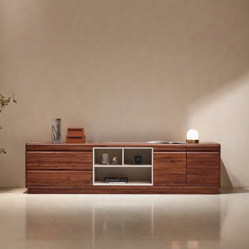 Meuble télé rétro et niche, H 19,29 po x L 78,74 po x l 15,74 po