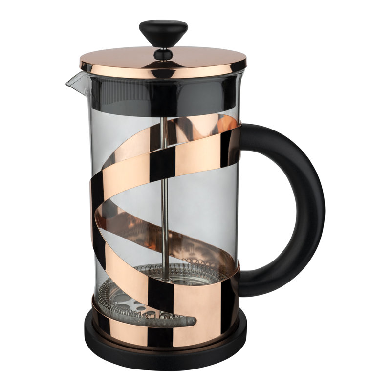 Café Olé Classico Cafetiere, 8 Cup, French Press Coffee Maker, Heat Resistant Handle, Stainless Steel, 1000ml, Copper