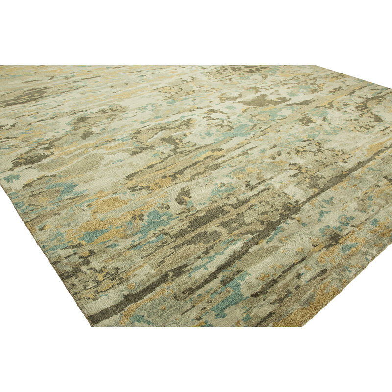 Shami Wool Camouflage Area Rug, Rectangle 6' x 9'