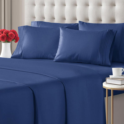 6 Piece Sheet Set, Soft Cooling Bed Sheets, Breathable & Wrinkle Free, Hotel Luxury Bedding