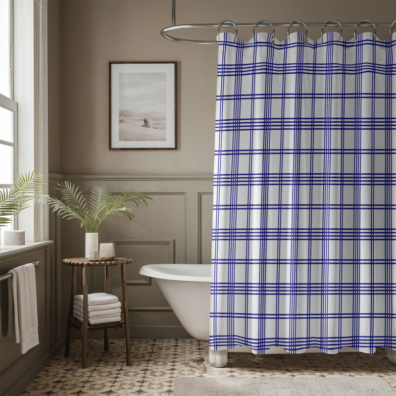 Rideau de douche bleu marine et blanc de qualité supérieure, H 74 po x l 71 po