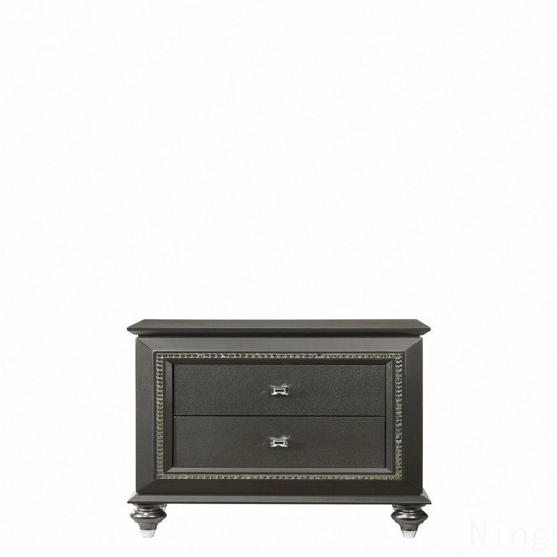 Table de chevet à finition gris métallique