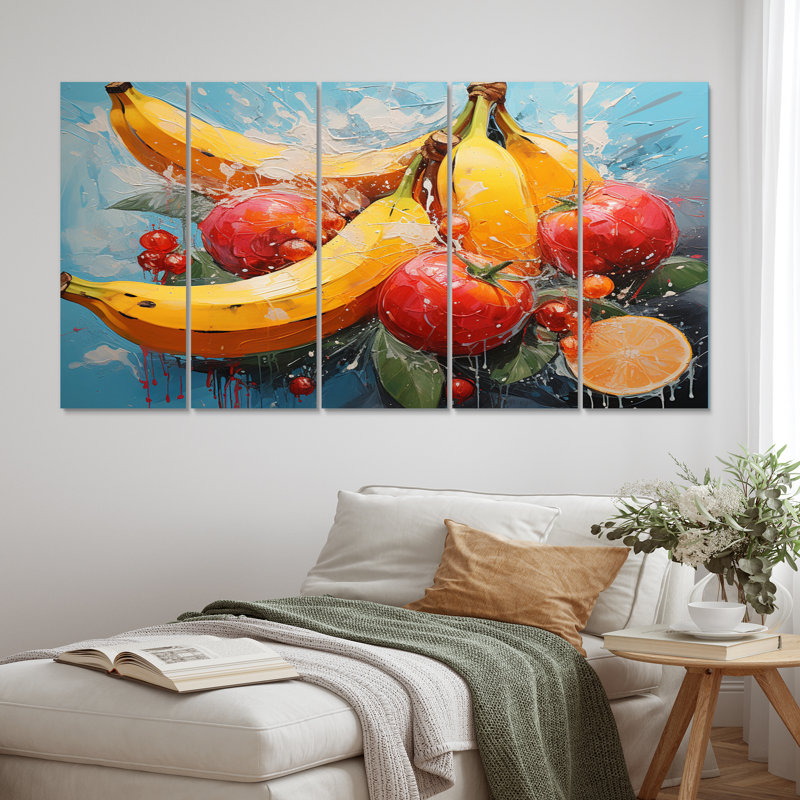 Vibrant Fruit Harvest IV - fruits, reproduction sur toile - 5 panneaux égaux