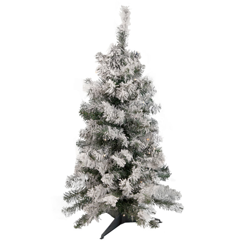 Arbre de Noël artificiel pin enneigé 3 pi avec lumières DEL blanc chaud 3 pi